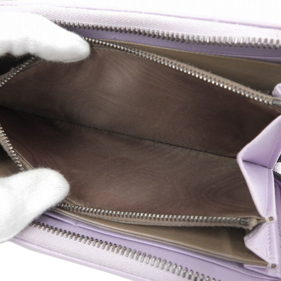 BOTTEGA VENETA Intrecciato Round Zipper Long Wallet Leather Purple - Picture 3 of 8